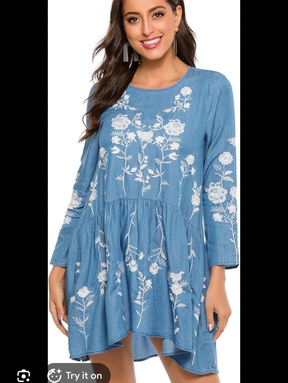 Philosophy Embroidered Chambraywestern Mini Summer Dress Blue Sz L